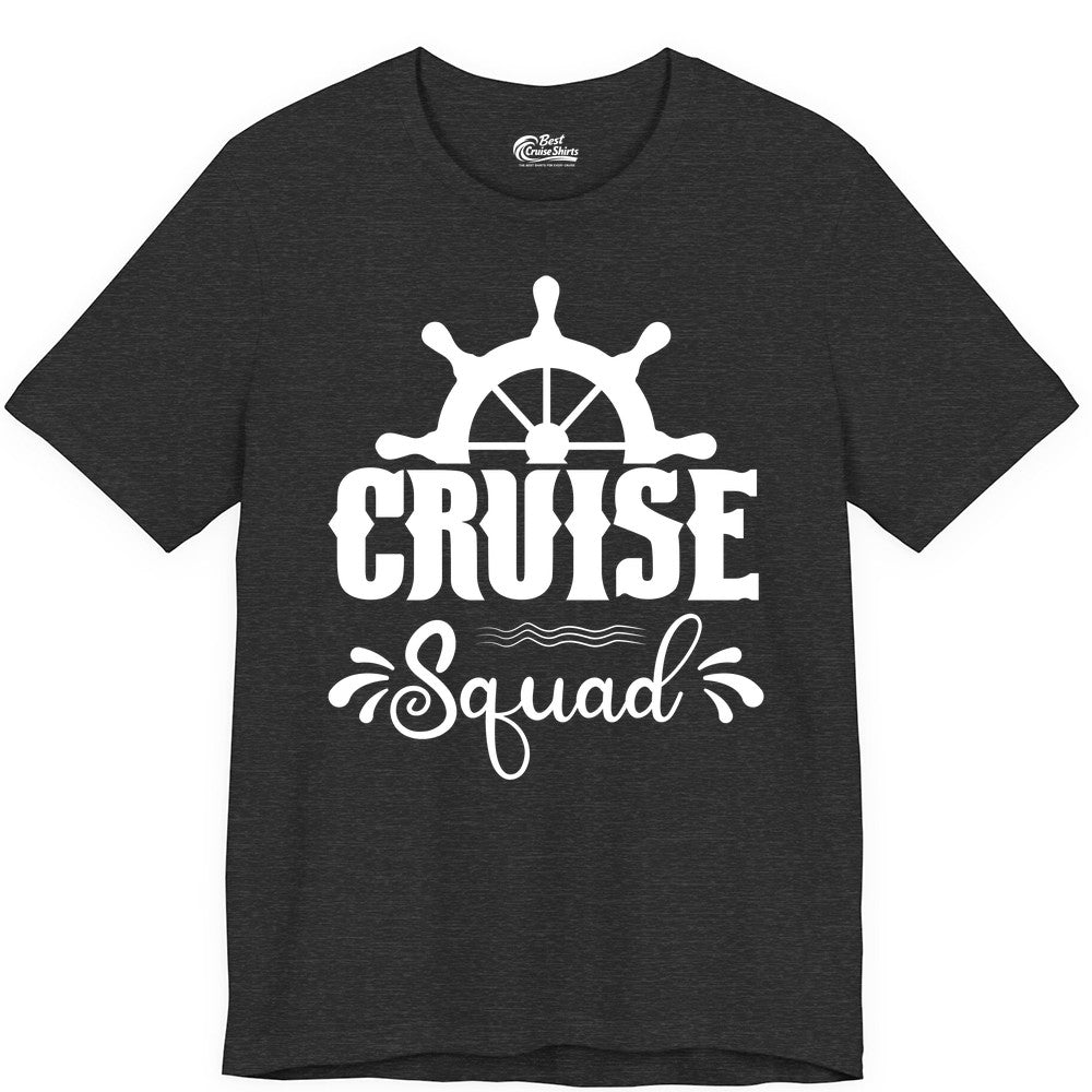 Cruise Squad Shirt - Matching Cruise Group Nautical Apparel (Premium Tee) in Dark Grey Heather - Cruise Squad Shirt - Nautical Wheel Matching Cruise Group Tee Design