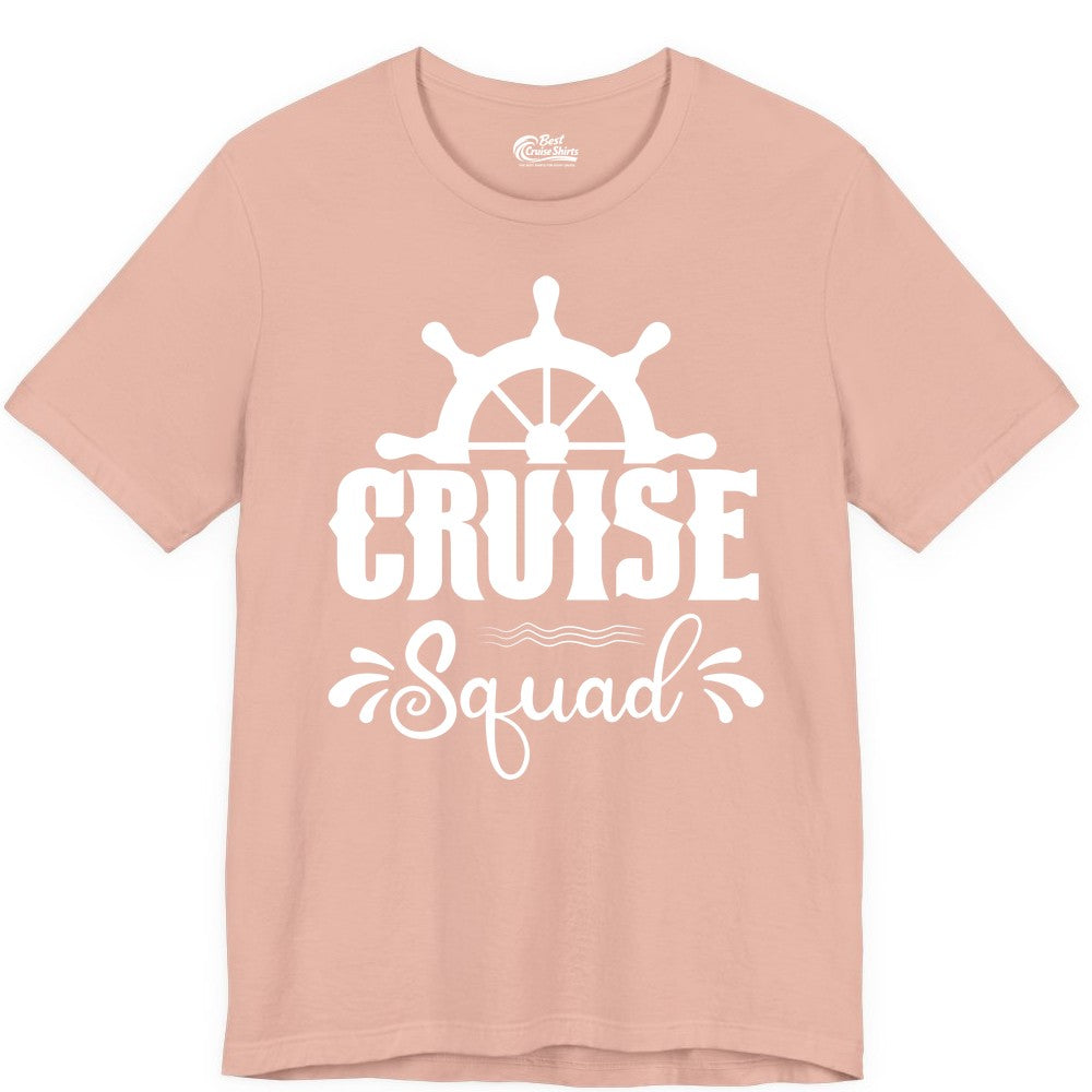 Cruise Squad Shirt - Matching Cruise Group Nautical Apparel (Premium Tee) in Peach - Cruise Squad Shirt - Nautical Wheel Matching Cruise Group Tee Design