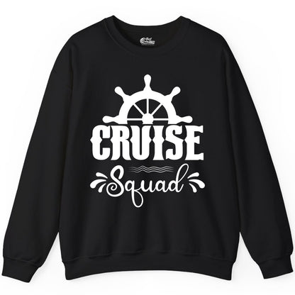 Cruise Squad Shirt - Matching Cruise Group Nautical Apparel (Sweatshirt) in Black - Cruise Squad Shirt - Nautical Wheel Matching Cruise Group Tee Design