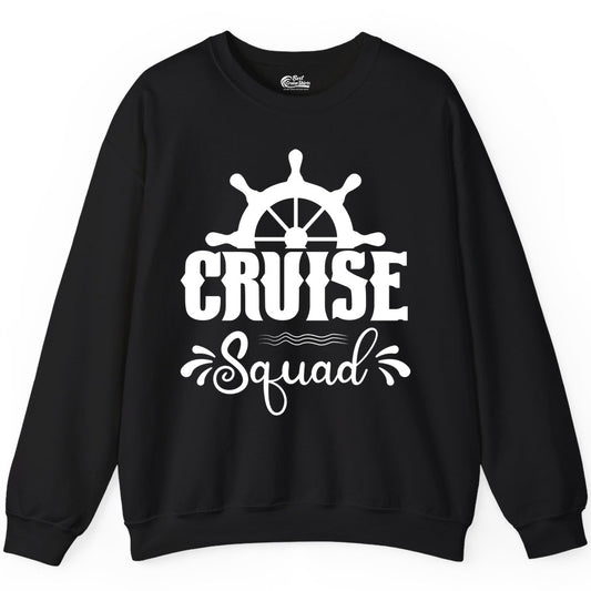 Cruise Squad Shirt - Matching Cruise Group Nautical Apparel (Sweatshirt) in Black - Cruise Squad Shirt - Nautical Wheel Matching Cruise Group Tee Design