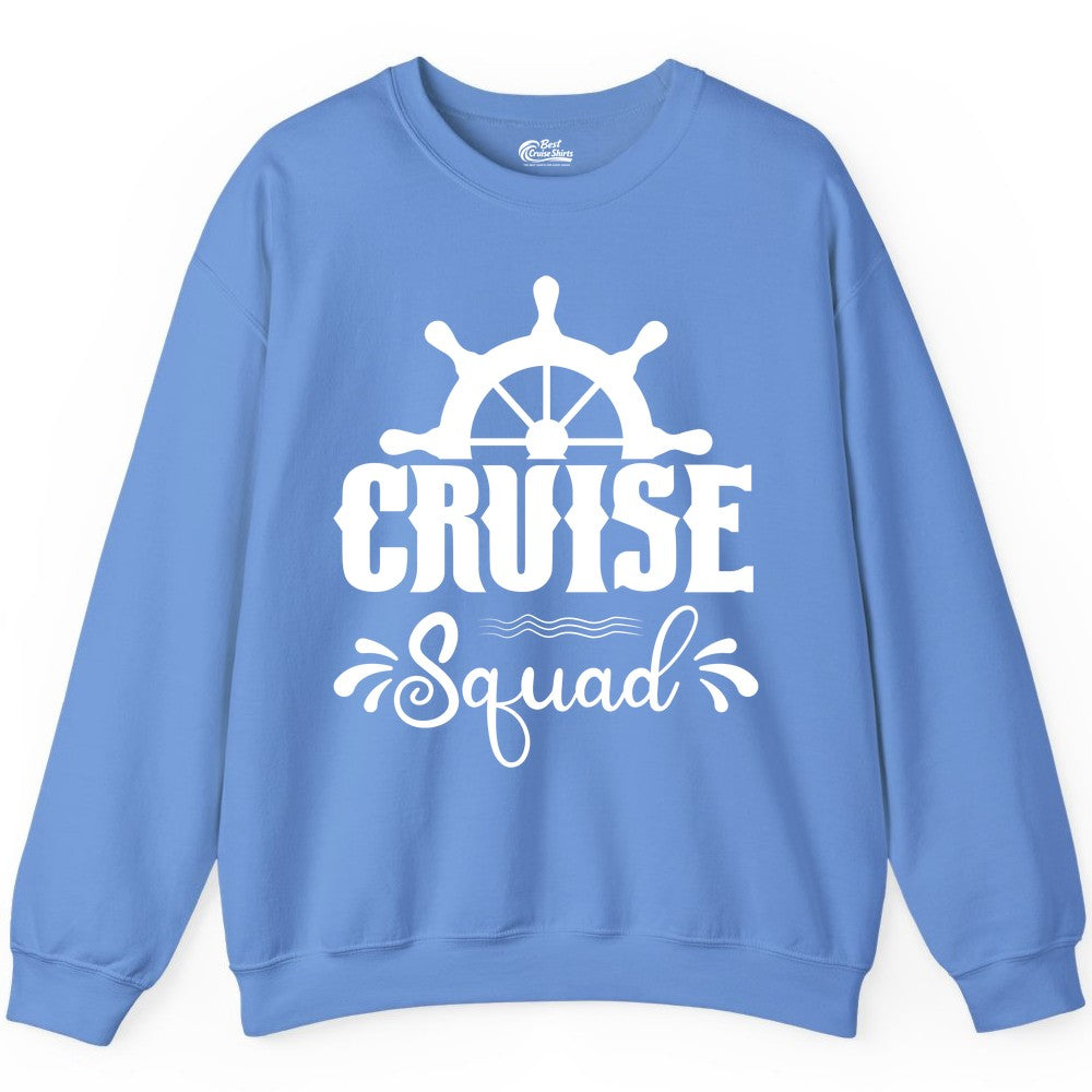 Cruise Squad Shirt - Matching Cruise Group Nautical Apparel (Sweatshirt) in Carolina Blue - Cruise Squad Shirt - Nautical Wheel Matching Cruise Group Tee Design