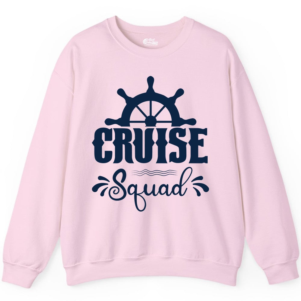 Cruise Squad Shirt - Matching Cruise Group Nautical Apparel (Sweatshirt) in Light Pink - Cruise Squad Shirt - Nautical Wheel Matching Cruise Group Tee Design
