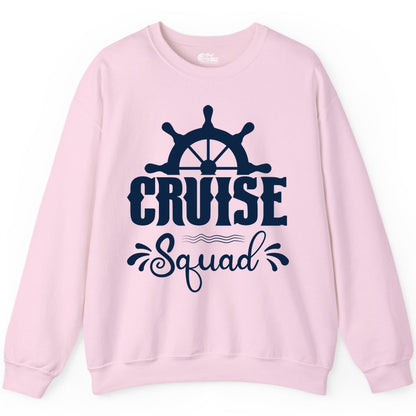Cruise Squad Shirt - Matching Cruise Group Nautical Apparel (Sweatshirt) in Light Pink - Cruise Squad Shirt - Nautical Wheel Matching Cruise Group Tee Design