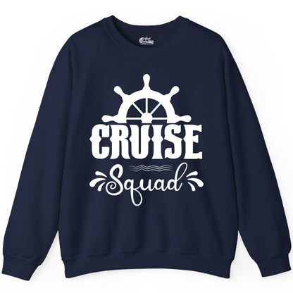 Cruise Squad Shirt - Matching Cruise Group Nautical Apparel (Sweatshirt) in Navy - Cruise Squad Shirt - Nautical Wheel Matching Cruise Group Tee Design