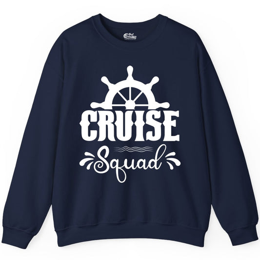 Cruise Squad Shirt - Matching Cruise Group Nautical Apparel (Sweatshirt) in Navy - Cruise Squad Shirt - Nautical Wheel Matching Cruise Group Tee Design