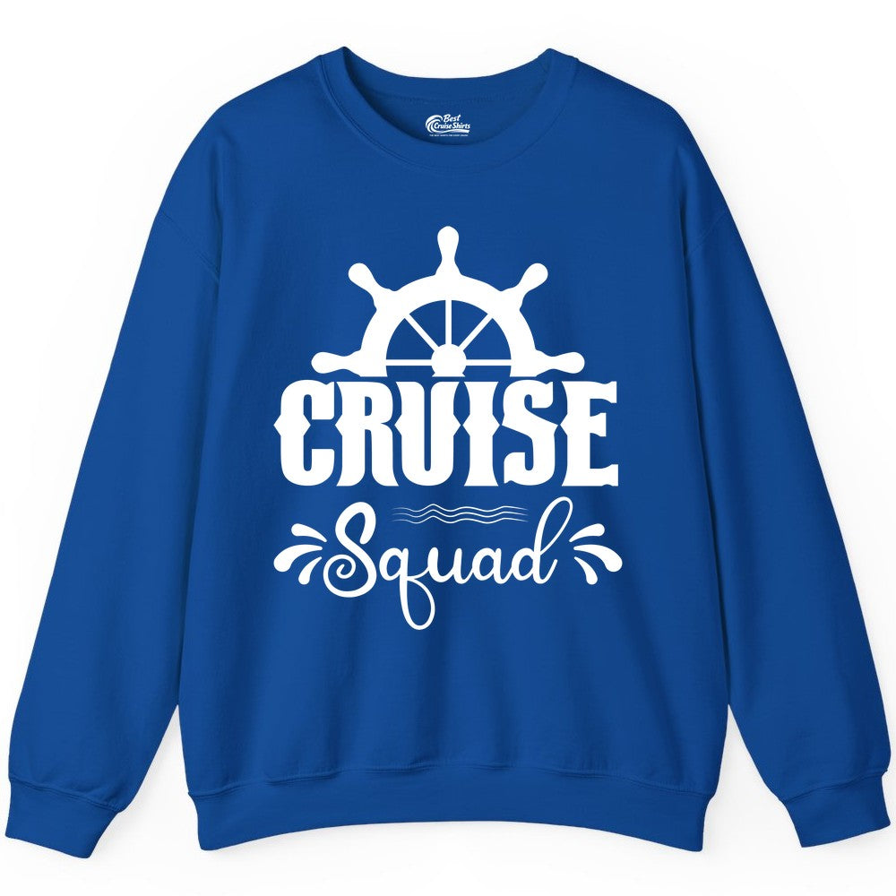 Cruise Squad Shirt - Matching Cruise Group Nautical Apparel (Sweatshirt) in Royal - Cruise Squad Shirt - Nautical Wheel Matching Cruise Group Tee Design