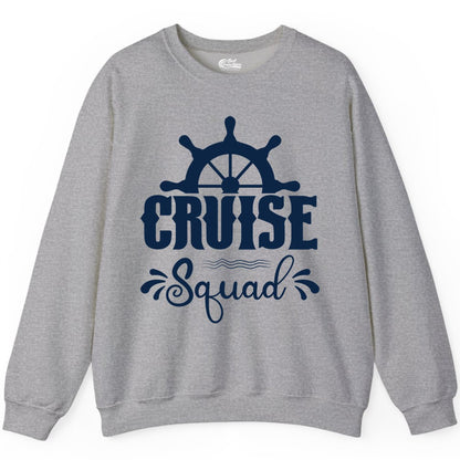 Cruise Squad Shirt - Matching Cruise Group Nautical Apparel (Sweatshirt) in Sport Grey - Cruise Squad Shirt - Nautical Wheel Matching Cruise Group Tee Design