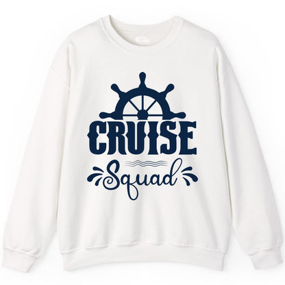 Cruise Squad Shirt - Matching Cruise Group Nautical Apparel (Sweatshirt) in White - Cruise Squad Shirt - Nautical Wheel Matching Cruise Group Tee Design