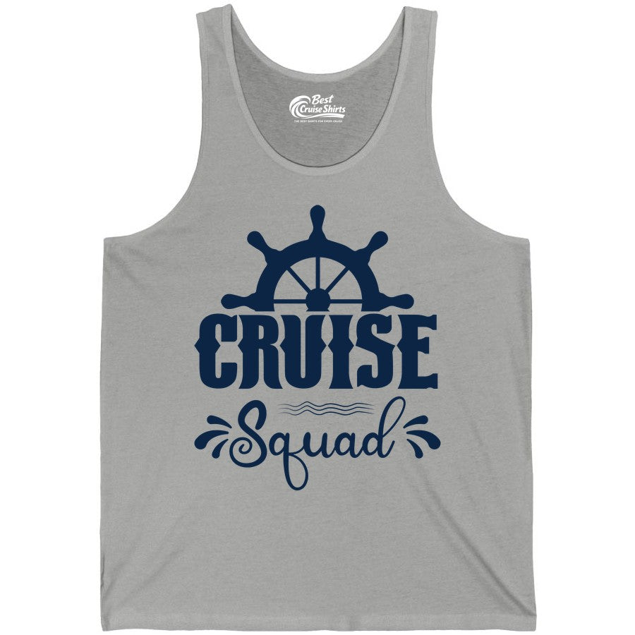 Cruise Squad Shirt - Matching Cruise Group Nautical Apparel (Tank Top) in Athletic Heather - Cruise Squad Shirt - Nautical Wheel Matching Cruise Group Tee Design