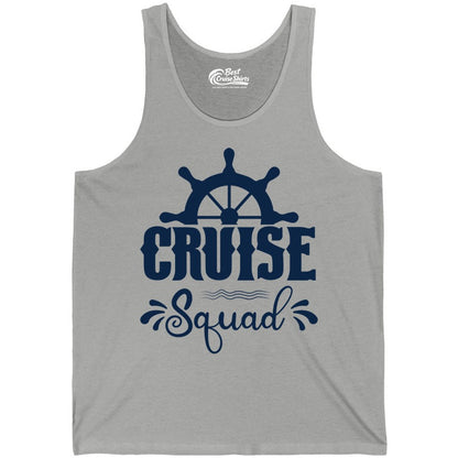 Cruise Squad Shirt - Matching Cruise Group Nautical Apparel (Tank Top) in Athletic Heather - Cruise Squad Shirt - Nautical Wheel Matching Cruise Group Tee Design