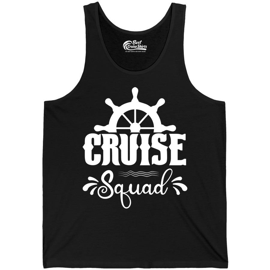 Cruise Squad Shirt - Matching Cruise Group Nautical Apparel (Tank Top) in Black - Cruise Squad Shirt - Nautical Wheel Matching Cruise Group Tee Design