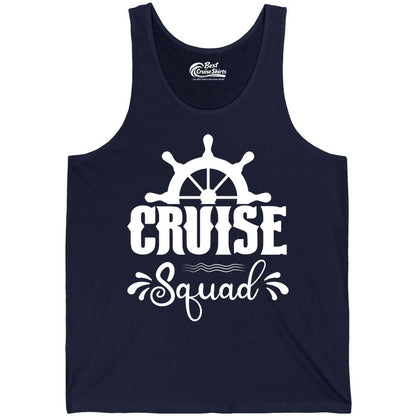 Cruise Squad Shirt - Matching Cruise Group Nautical Apparel (Tank Top) in Navy - Cruise Squad Shirt - Nautical Wheel Matching Cruise Group Tee Design