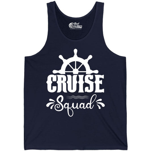 Cruise Squad Shirt - Matching Cruise Group Nautical Apparel (Tank Top) in Navy - Cruise Squad Shirt - Nautical Wheel Matching Cruise Group Tee Design
