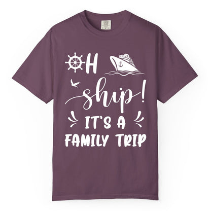 Funny Family Cruise Shirt - Oh Ship Family Vacation Group Tee (Comfort Color) in Berry - Oh Ship It's A Family Trip - Funny Cruise Family Cruise Shirt