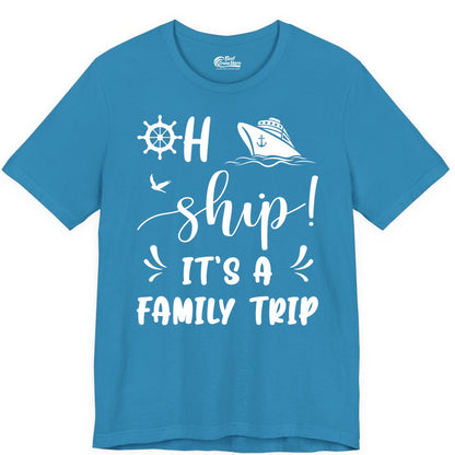 Funny Family Cruise Shirt - Oh Ship Family Vacation Group Tee (Premium Tee) in Aqua - Oh Ship It's A Family Trip - Funny Cruise Family Cruise Shirt