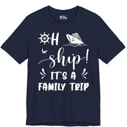Funny Family Cruise Shirt - Oh Ship Family Vacation Group Tee (Premium Tee) in Navy - Oh Ship It's A Family Trip - Funny Cruise Family Cruise Shirt