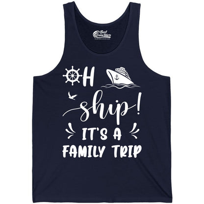 Funny Family Cruise Shirt - Oh Ship Family Vacation Group Tee (Tank Top) in Navy - Oh Ship It's A Family Trip - Funny Cruise Family Cruise Shirt