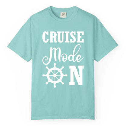Cruise Mode On Shirt - Nautical Vacation Shirt for Cruise Travelers (Comfort Color) in Chalky Mint - Cruise Mode On Shirt With Nautical Wheel Bold Vacation Design