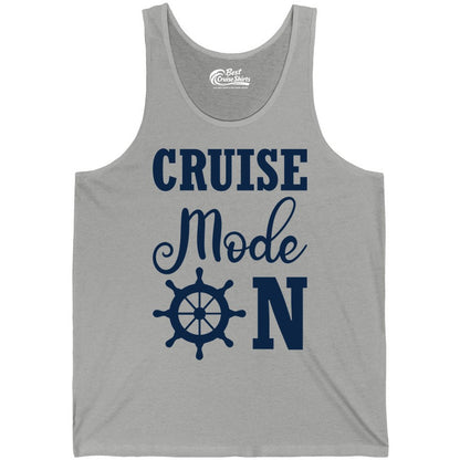 Cruise Mode On Shirt - Nautical Vacation Shirt for Cruise Travelers (Tank Top) in Athletic Heather - Cruise Mode On Shirt With Nautical Wheel Bold Vacation Design