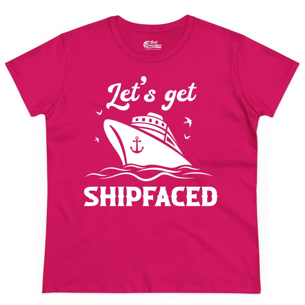 Let's Get Shipfaced Shirt - Funny Cruise Drinking Nautical Party Tee (Ladies Tee) in Heliconia - Let’s Get Shipfaced Shirt - Funny Cruise Party Nautical Drinking Tee