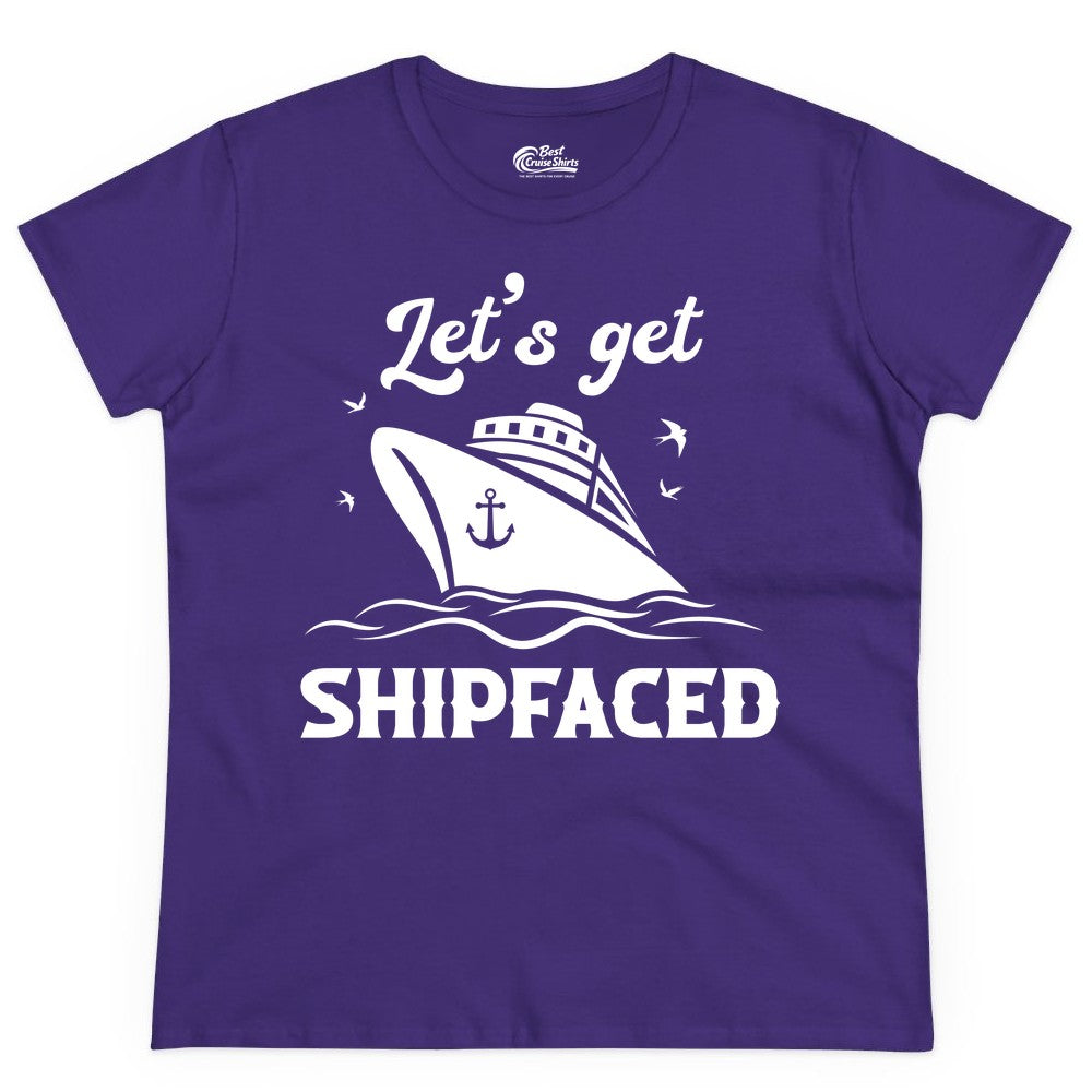 Let's Get Shipfaced Shirt - Funny Cruise Drinking Nautical Party Tee (Ladies Tee) in Purple - Let’s Get Shipfaced Shirt - Funny Cruise Party Nautical Drinking Tee
