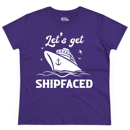 Let's Get Shipfaced Shirt - Funny Cruise Drinking Nautical Party Tee (Ladies Tee) in Purple - Let’s Get Shipfaced Shirt - Funny Cruise Party Nautical Drinking Tee