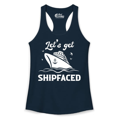 Let's Get Shipfaced Shirt - Funny Cruise Drinking Nautical Party Tee (Ladies Tank) in Solid Midnight Navy - Let’s Get Shipfaced Shirt - Funny Cruise Party Nautical Drinking Tee