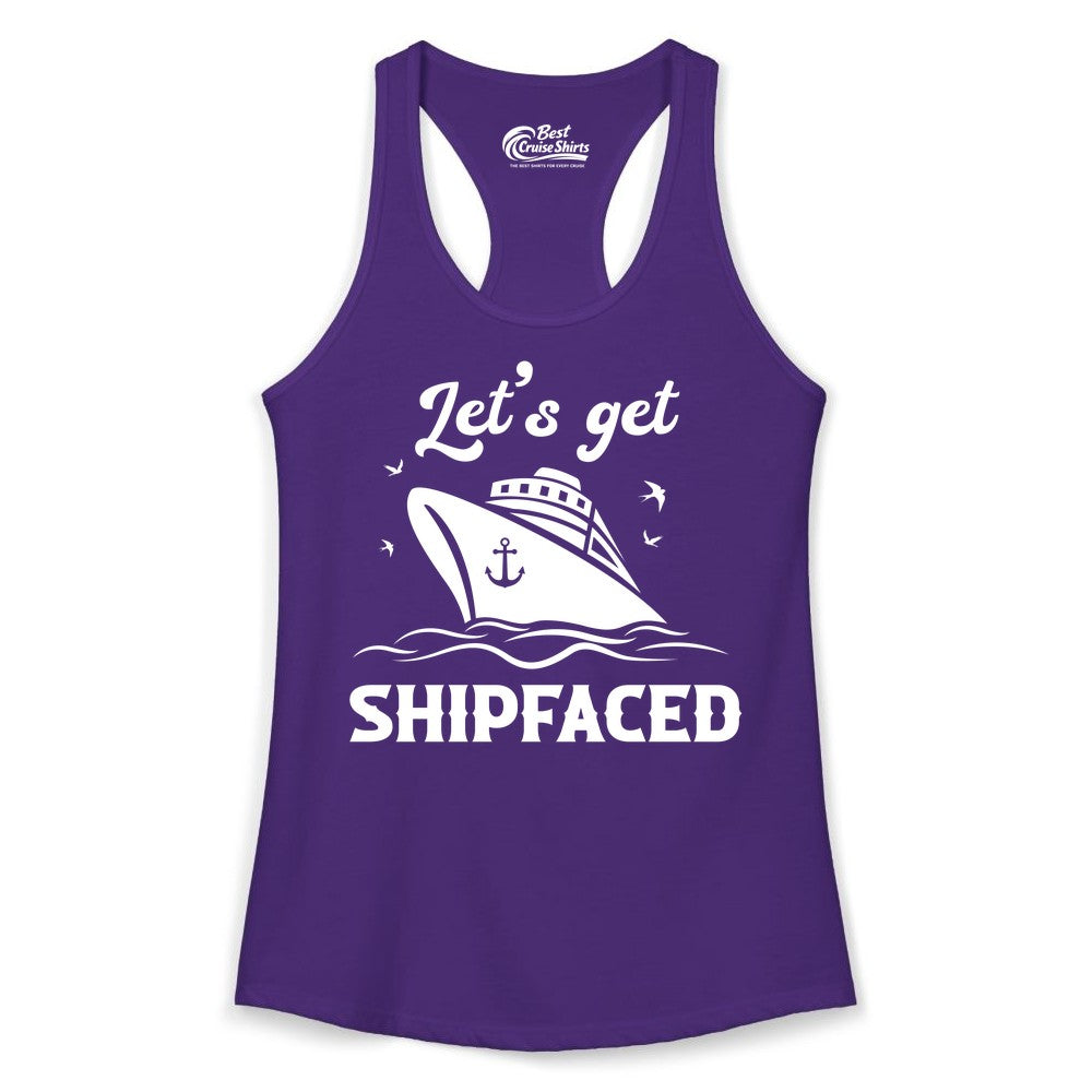Let's Get Shipfaced Shirt - Funny Cruise Drinking Nautical Party Tee (Ladies Tank) in Solid Purple Rush - Let’s Get Shipfaced Shirt - Funny Cruise Party Nautical Drinking Tee