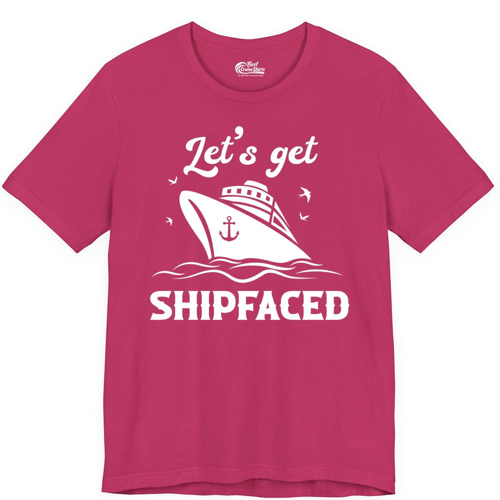 Let's Get Shipfaced Shirt - Funny Cruise Drinking Nautical Party Tee (Premium Tee) in Berry - Let’s Get Shipfaced Shirt - Funny Cruise Party Nautical Drinking Tee