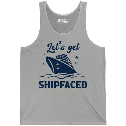 Let's Get Shipfaced Shirt - Funny Cruise Drinking Nautical Party Tee (Tank Top) in Athletic Heather - Let’s Get Shipfaced Shirt - Funny Cruise Party Nautical Drinking Tee