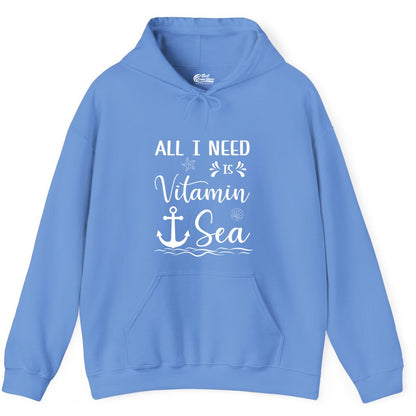 Vitamin Sea Shirt - Nautical Beach Pun Tee for Summer Vacation (Hoodie) in Carolina Blue - All I Need Is Vitamin Sea Nautical Beach Pun Shirt with Anchor Art