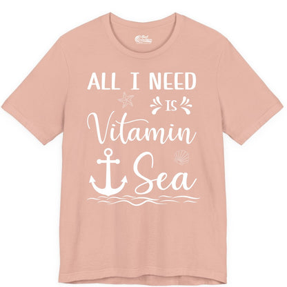 Vitamin Sea Shirt - Nautical Beach Pun Tee for Summer Vacation (Premium Tee) in Peach - All I Need Is Vitamin Sea Nautical Beach Pun Shirt with Anchor Art