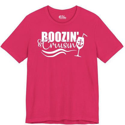 Boozin and Cruisin Shirt - Funny Cruise Drinking Shirt for Adults (Premium Tee) in Fuchsia - Boozin and Cruisin Shirt - Nautical Cruise Drinking Humor Tee Design