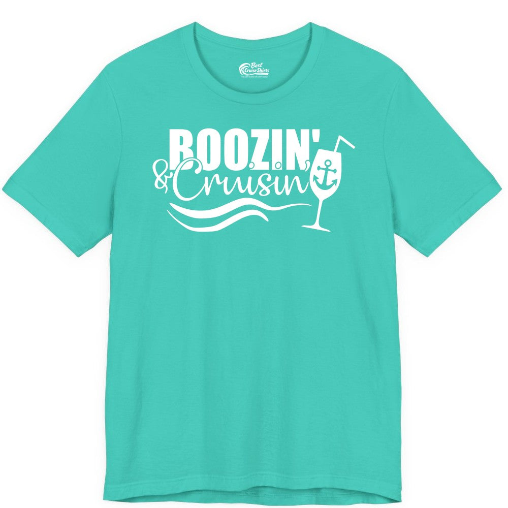 Boozin and Cruisin Shirt - Funny Cruise Drinking Shirt for Adults (Premium Tee) in Teal - Boozin and Cruisin Shirt - Nautical Cruise Drinking Humor Tee Design
