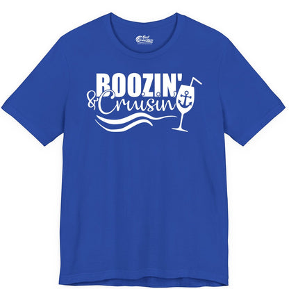 Boozin and Cruisin Shirt - Funny Cruise Drinking Shirt for Adults (Premium Tee) in True Royal - Boozin and Cruisin Shirt - Nautical Cruise Drinking Humor Tee Design