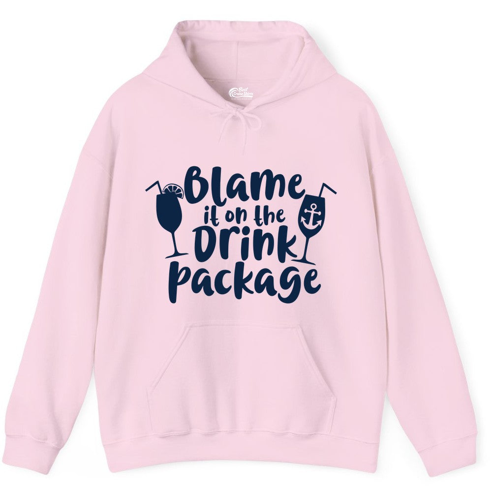 Blame It On The Drink Package Shirt - Funny Cruise Vacation Tee (Hoodie) in Light Pink - Blame It On The Drink Package Cruise Shirt With Cocktails And Anchor