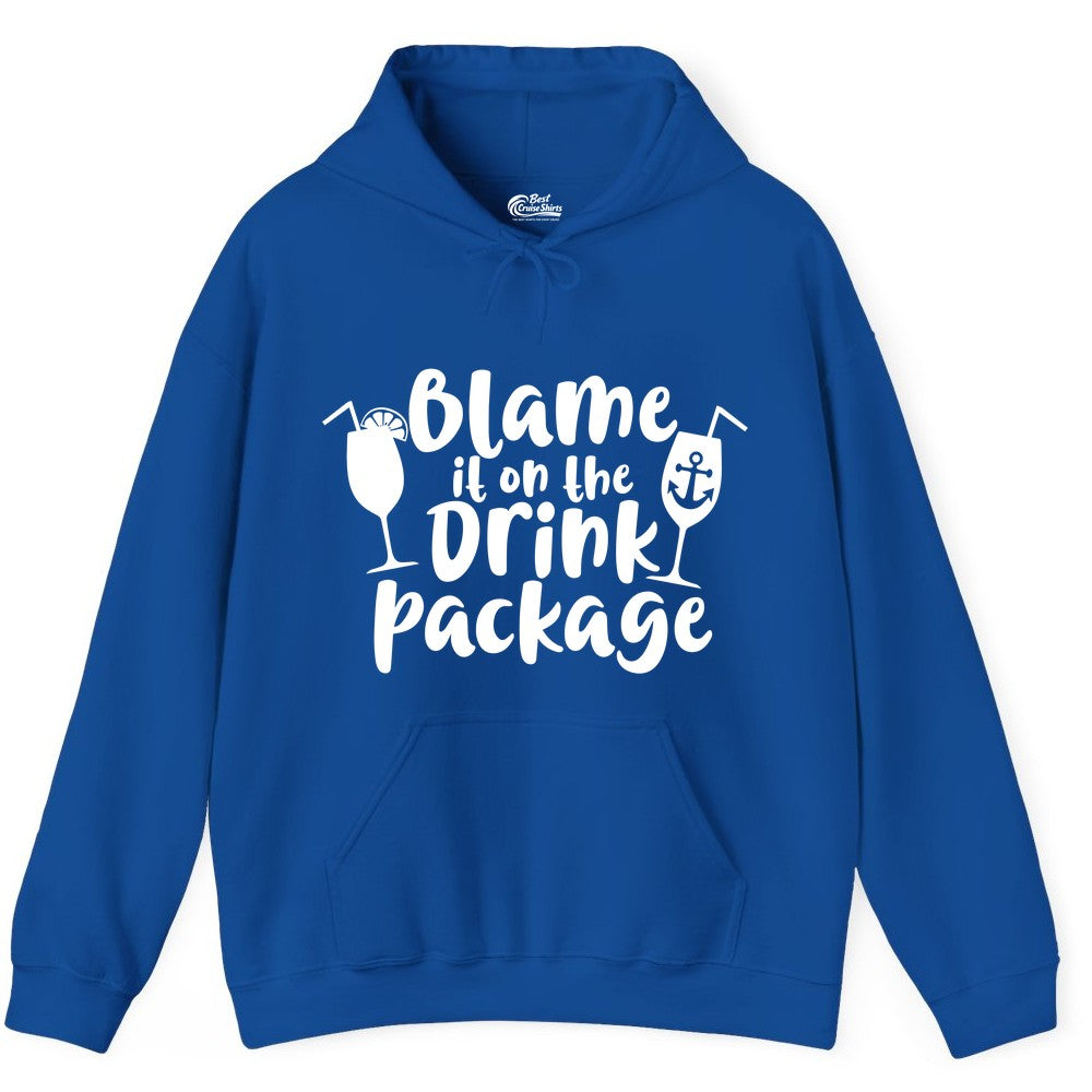 Blame It On The Drink Package Shirt - Funny Cruise Vacation Tee (Hoodie) in Royal - Blame It On The Drink Package Cruise Shirt With Cocktails And Anchor