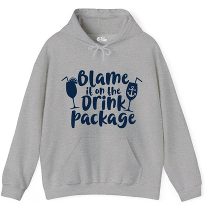 Blame It On The Drink Package Shirt - Funny Cruise Vacation Tee (Hoodie) in Sport Grey - Blame It On The Drink Package Cruise Shirt With Cocktails And Anchor