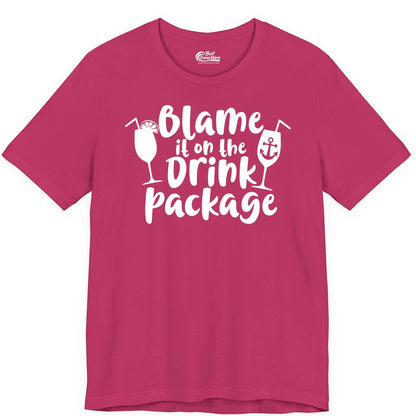 Blame It On The Drink Package Shirt - Funny Cruise Vacation Tee (Premium Tee) in Berry - Blame It On The Drink Package Cruise Shirt With Cocktails And Anchor