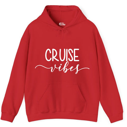 Cruise Vibes Shirt - Fun Cruise Vacation Tee for Groups & Parties (Hoodie) in Red - Cruise Vibes Modern Script Typography Shirt for Group Cruise Trips