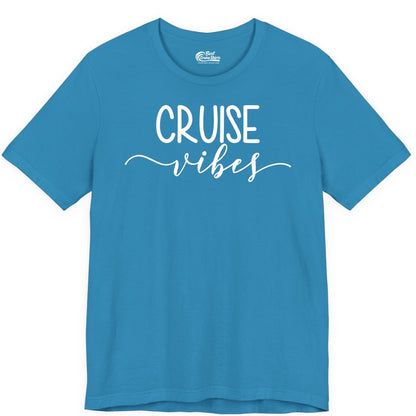 Cruise Vibes Shirt - Fun Cruise Vacation Tee for Groups & Parties (Premium Tee) in Aqua - Cruise Vibes Modern Script Typography Shirt for Group Cruise Trips