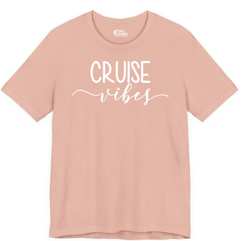 Cruise Vibes Shirt - Fun Cruise Vacation Tee for Groups & Parties (Premium Tee) in Peach - Cruise Vibes Modern Script Typography Shirt for Group Cruise Trips