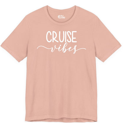 Cruise Vibes Shirt - Fun Cruise Vacation Tee for Groups & Parties (Premium Tee) in Peach - Cruise Vibes Modern Script Typography Shirt for Group Cruise Trips