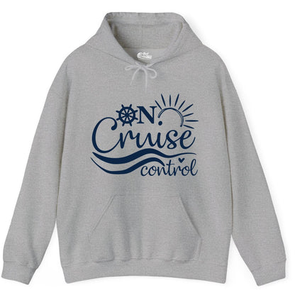 On Cruise Control Shirt - Fun Nautical Cruise Vacation Apparel Tee (Hoodie) in Sport Grey - On Cruise Control Shirt - Playful Nautical Sun and Waves Design