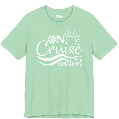 On Cruise Control Shirt - Fun Nautical Cruise Vacation Apparel Tee (Premium Tee) in Mint - On Cruise Control Shirt - Playful Nautical Sun and Waves Design