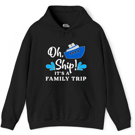 Family Cruise Shirt - Funny Cruise Trip Tee for Vacation Groups (Hoodie) in Black - Oh Ship Funny Family Cruise Trip Shirt Nautical Vacation Design