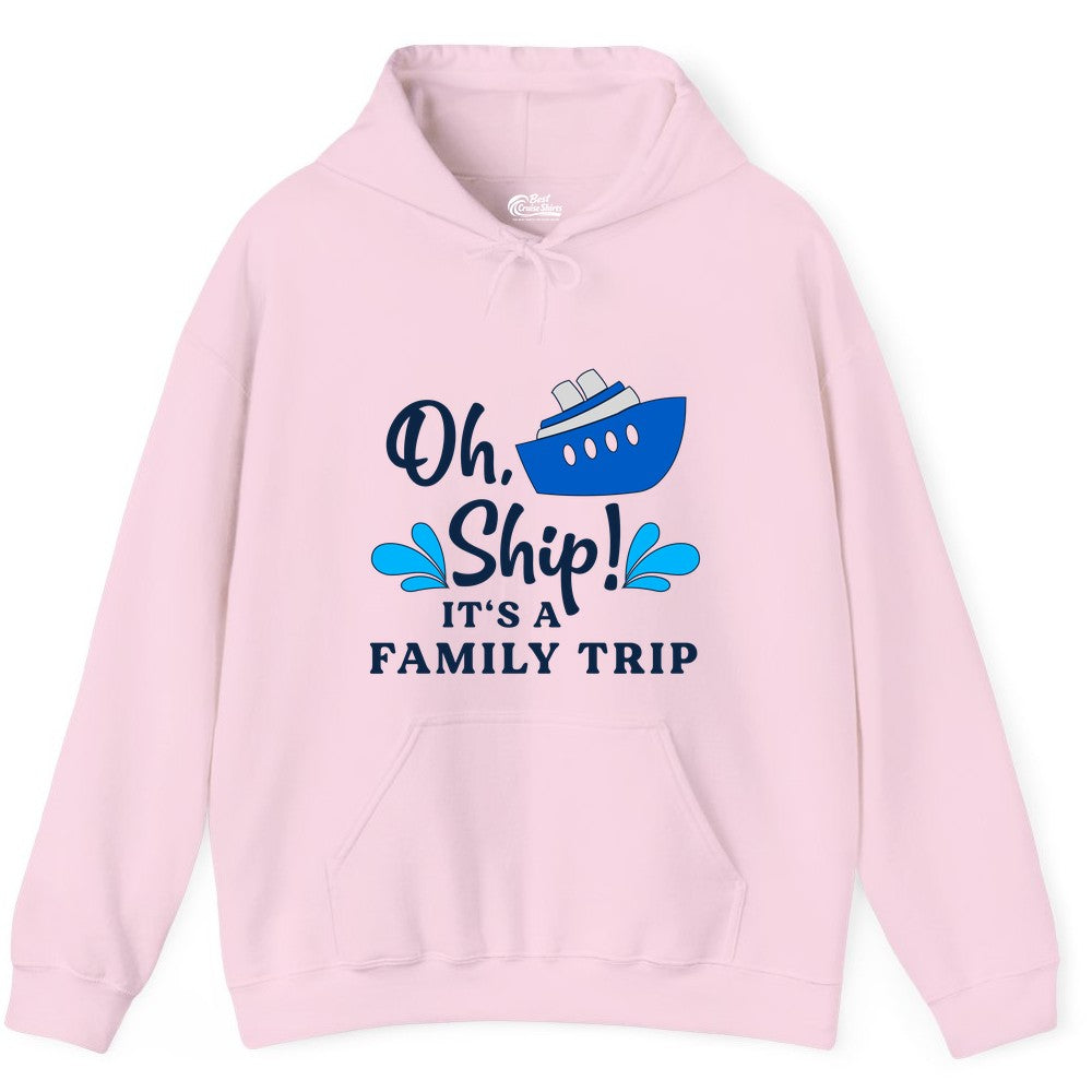 Family Cruise Shirt - Funny Cruise Trip Tee for Vacation Groups (Hoodie) in Light Pink - Oh Ship Funny Family Cruise Trip Shirt Nautical Vacation Design