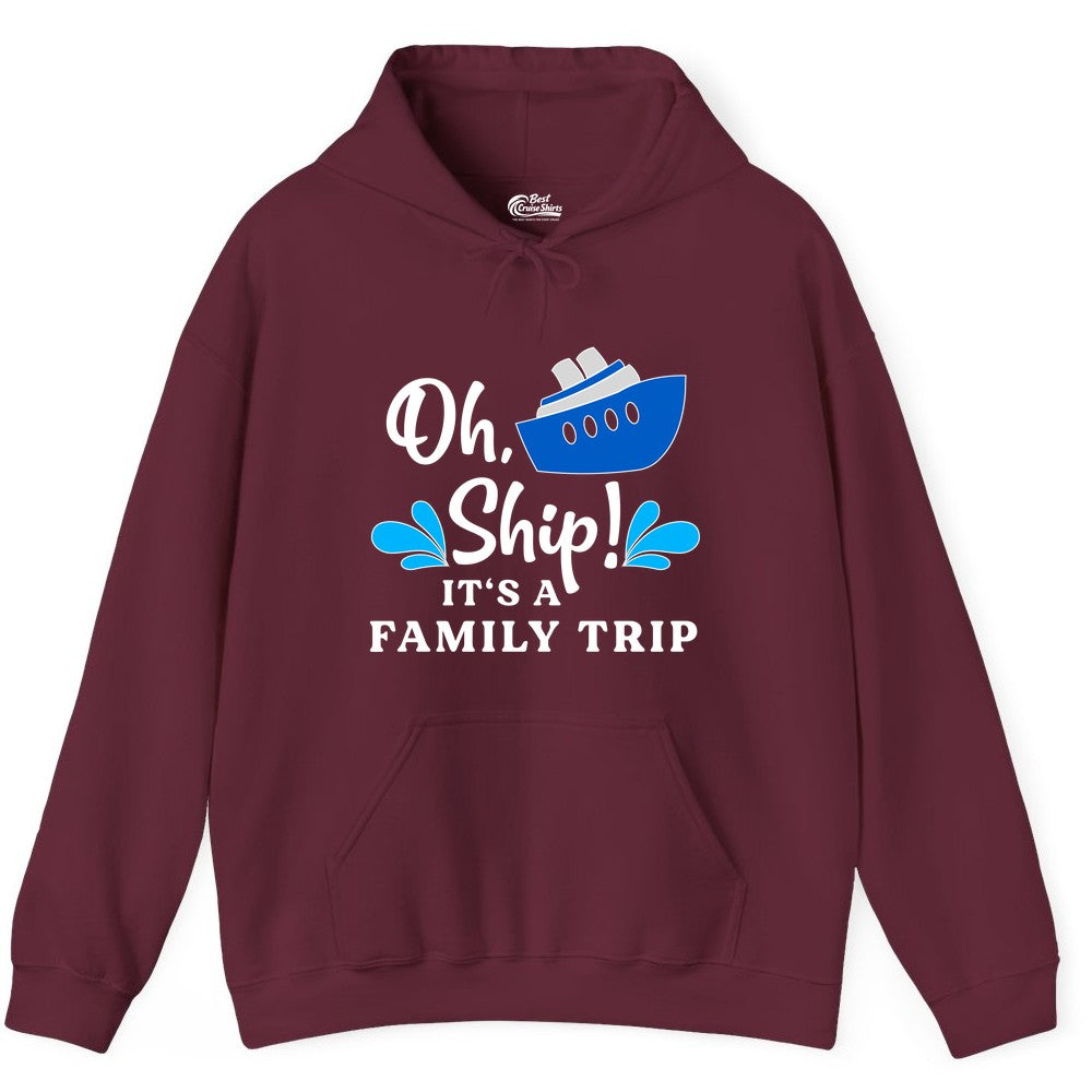 Family Cruise Shirt - Funny Cruise Trip Tee for Vacation Groups (Hoodie) in Maroon - Oh Ship Funny Family Cruise Trip Shirt Nautical Vacation Design