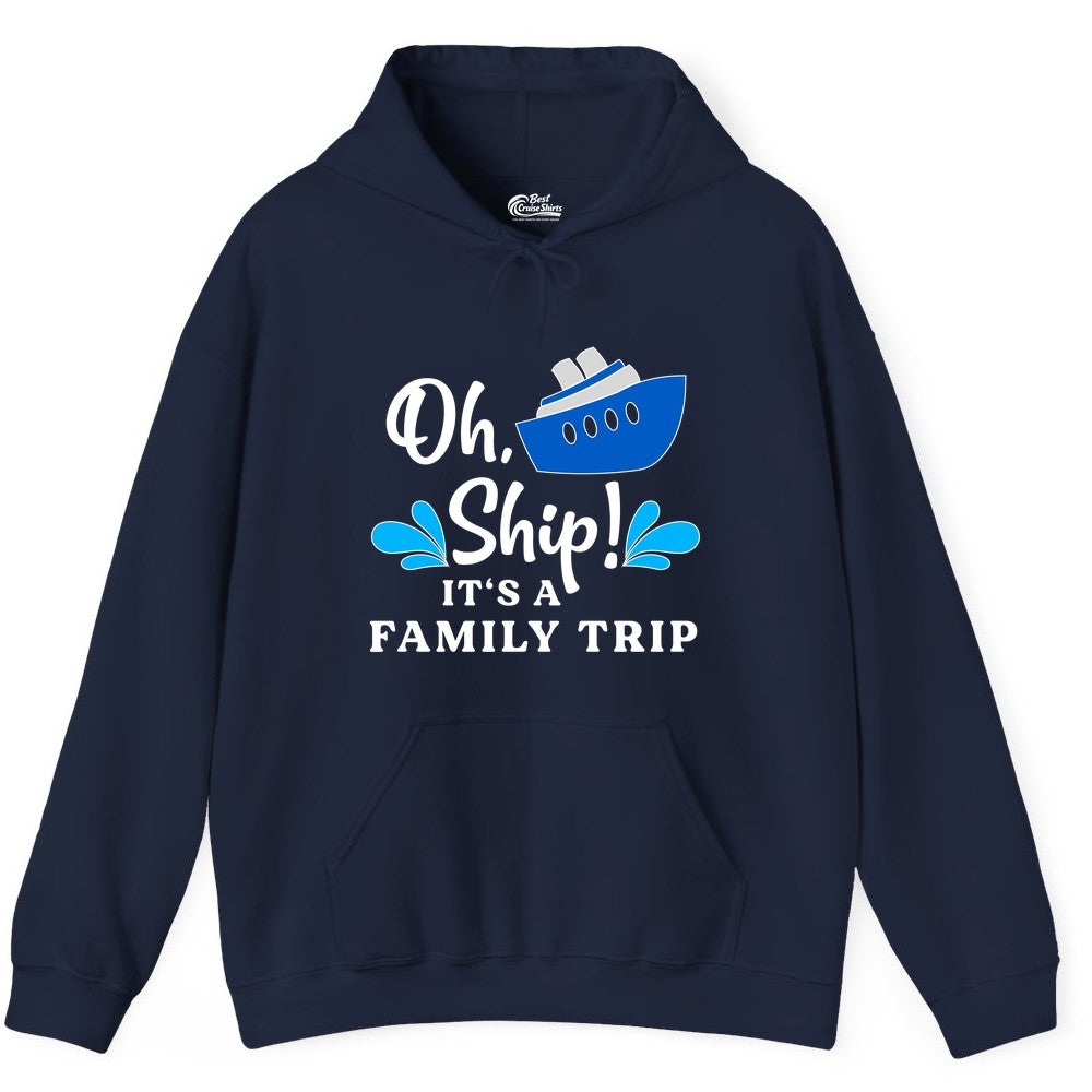 Family Cruise Shirt - Funny Cruise Trip Tee for Vacation Groups (Hoodie) in Navy - Oh Ship Funny Family Cruise Trip Shirt Nautical Vacation Design