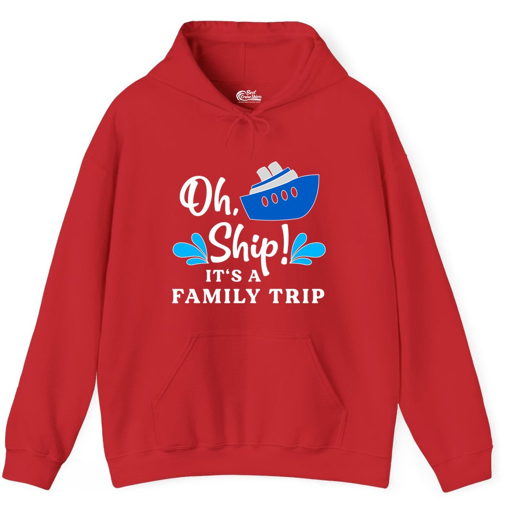 Family Cruise Shirt - Funny Cruise Trip Tee for Vacation Groups (Hoodie) in Red - Oh Ship Funny Family Cruise Trip Shirt Nautical Vacation Design